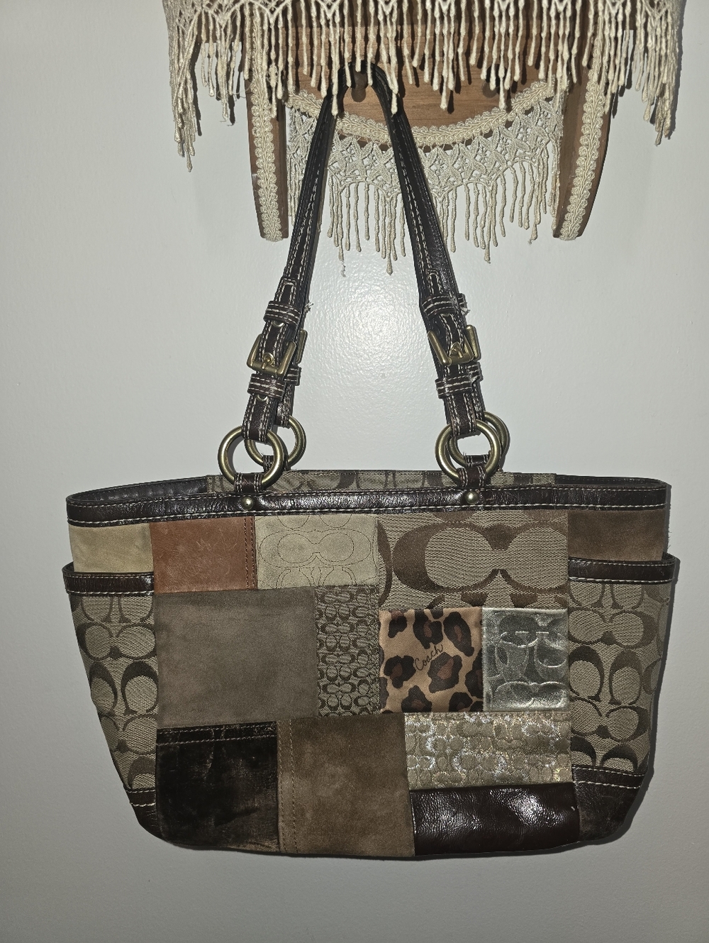 Coach Patchwork Purse Tote Cheetah Y2k Vintage - Picture 2 of 13